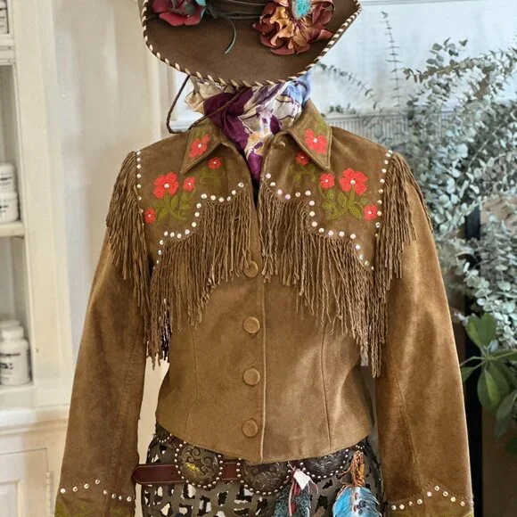 Double D Ranch Fringed Suede Jacket S - Picture 2 of 7